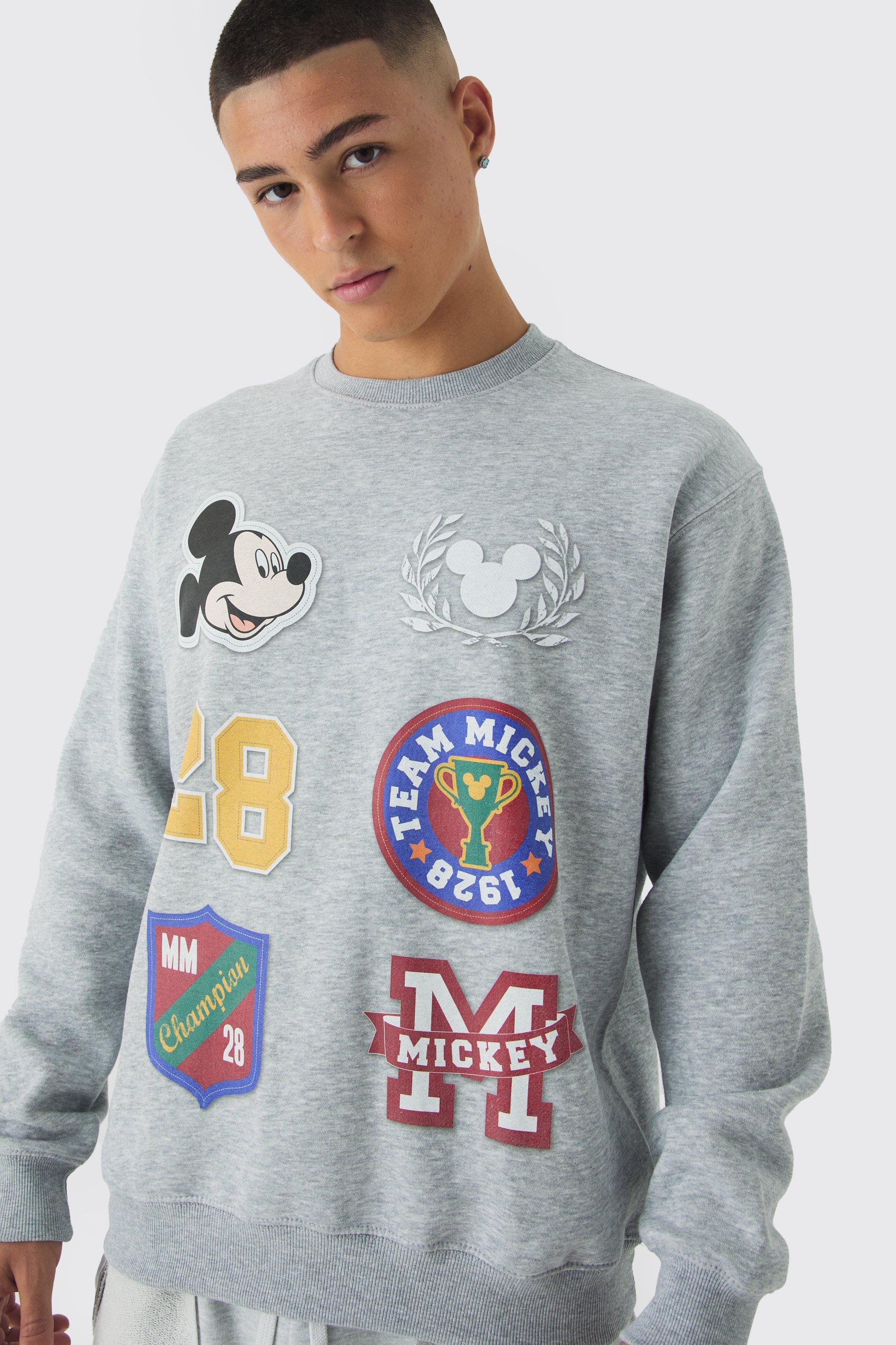 Oversized Disney Mickey Mouse Varsity License Print Sweatshirt